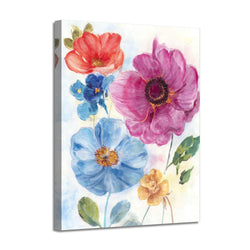 Abstract Flower Painting Canvas Prints: Colorful Floral Artwork Bloom Picture Wall Art for Bedroom (24" x 18" x 1 Panel)
