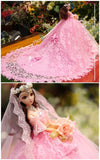 MAI&BAO Princess Party Wedding Dress Clothes Gown Outfit with Veil for 45CM Girl Doll Gift,Pink