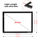 DONPODER New Generation unltra Thin Dimmable A4 LED Light Box Light Pad Light Board for tracing Drawing Diamond Painting Sketching Animation Stencilling (with Magnetic pins)