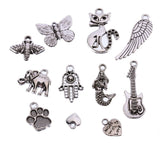 CCINEE Wholesale 100 Pieces Assorted Antique Charms Sliver Pendants for Jewelry Making and Craft Making