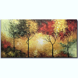 Tiancheng Art,24 X 48 Inch Abstract Tree Art Frame Oil Painting Propylene Three-Dimensional Oil Painting Hand-Painted Wall Art Living Room Interior Decorative Painting Ready to Hang