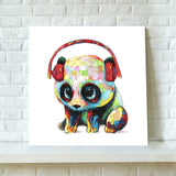 Animals Canvas Wall Art, Modern Animals Painting Music Panda Art Oil Painting Prints on Canvas, Stretched &Framed, Ideal Home Decor for Kitchen, Kids Bedroom, Living Room - Ready to Hang 20X20 inch