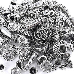 Incredible art 100-Piece Bali Style Jewelry Making Metal Bead Caps Deluxe New Mix, Silver