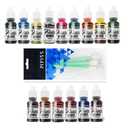 Jacquard Pinata Color Alcohol Inks 15 Color Bundle, 10x Pixiss Ink Blending Tools