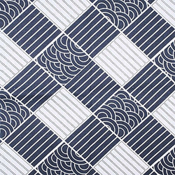 RayLineDo 100% Cotton Linen Printed Fabric Navy Check Style Patchwork Tablecloth 150cm wide - Price