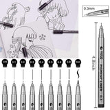 Black Micro-Pen Fineliner Ink Pens,Waterproof Archival Ink Micro Fine Point Drawing Pens for Sketching, Anime, Office Writing,Comic, Artist Illustration, Technical Drawing