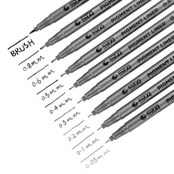 [9 Packs] Browill Fineliner Pens, Micro-line Writing Drawing Markers With Waterproof Archival Ink 9 Tips For Sketching, Anime, Artist Illustration, Signature, Office Documents, Scrapbooking Black