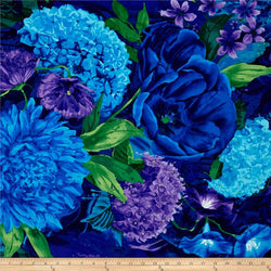 Timeless Treasures Midnight Large Floral Fabric by The Yard