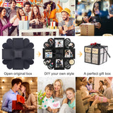 Creative Explosion Gift Box, DIY Handmade Photo Album Scrapbooking Gift Box for Birthday Party and Surprise Box About Love Opend with 14''x14''(Black)