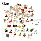 JIALEEY 60PCS Assorted Gold Plated Enamel Animal Moon Star Fruit Charm Pendant DIY for Necklace Bracelet Jewelry Making and Crafting