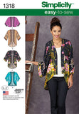 Simplicity Creative Patterns 1318 Misses' Kimono Jackets Sewing Patterns, Size A (XXS-XS-S-M-L-XL-XXL)