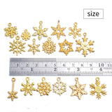 Christmas Snowflake Charms, 100g (about 80pcs - 90pcs) Mixed Alloy Snowflake Pendant Craft Supplies Jewelry Findings for DIY Necklace Bracelet Jewelry Making, Gold