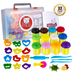 JoyCat Clay Kits for Kids Aged 4-12,32 Pack Modeling Clay Kits,12 Colors Clay&12 Animal Shapes Cutter&5 Modeling Tools&24-Page Guiding Book, A Great&Cute Gift for Kids(JC-Clay)