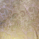 Metallic Paisley Brocade Fabric 60" By Yard in Red Yellow White Purple Blue (Pink / Gold)