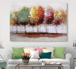 Tree Canvas Prints Wall Art for Home Decor, Large Colorful Trees Branches Oil Paintings, 3D Hand Painted Forest Pictures for Living Room Bedroom Stretched and Framed Ready to Hang 40x28Inch