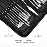 Loteaf 15 PCS Paint Brushes Set with Free Palette Knife and Sponge Suitable for Watercolor, Acrylic, Oil, Pop-up Carrying Case Included for Artists, Adults & Kids