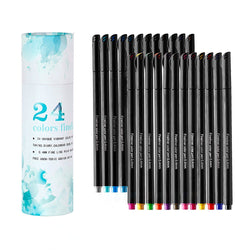 Ultra Fine Point Pens Set, Colored Pens Watercolor Markers0.4mm, Felt Tip Pen for Adult Colroing Books and Drawing Colorful Art Fineliner (24 Pack) (Multi Colors)