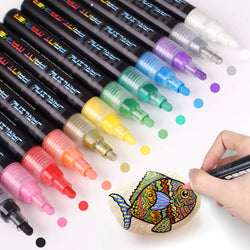 JARLINK Acrylic Paint Markers Set, 12 Colors Paint Pens for Rock Painting, Stone, Metal, Glass, Ceramic and Any Surface, Water Resistant, Quick Dry Additional 40 Chalkboard Labels
