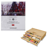 Sennelier Pastels Art Gift Set & 3 Drawer Wood Pastel Storage Box - Sennelier Half Stick Pastel Paris Collection Colors - 120 ct. Set