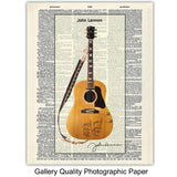 Famous Musicians Guitar - Unframed Dictionary Wall Art Print - Great Gift for Music and Rock n Roll Fans - Cool Home Decor - Lennon, Hendrix, Page, Clapton -Ready to Frame Set of 4-8x10 Vintage Photo