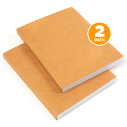 Kraft Cover Drawing Sketchbook and Notebook - w/Blank Cover Plain Sketch Paper 120 GSM Thick, 8" x 11" 2Pack