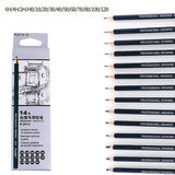 Sketching Pencils Set - 14 Pieces Drawing Pencils 6H, 4H, 2H, HB, B, 2B, 3B, 4B, 5B, 6B,7B, 8B, 10B, 12B