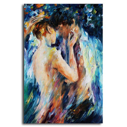 Faicai Art Abstract Colorful Landsscape Wall Art Canvas Prints Couple Lovers Kiss Paintings Famous Oil Paintings Printed On Canvas Modern Decorative Artwork for Bedroom Bathroom Stretched 24"X36"