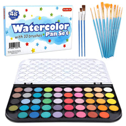 58 Pack Watercolor Paint Set, Shuttle Art 48 Colors Watercolor Pan with 10 Paint Brushes for Beginners, Artists, Kids & Adults to Watercolor Paint, Bullet Journal, Calligraphy Practice