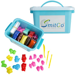 SMITCO Air Dry Clay for Kids - 36 Colors Modeling Clay in 0.70 Ounce Bags - Easy to Work with, No Crumbling Foam Craft Kit for Molding and Slime with 2 Mold Sets, 1 Tool Set in Storage Tub