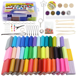 ifergoo Polymer Clay Starter Kit, 46 Colors Oven Bake Clay, DIY Modeling Clay Bockers, 5 Scuplting Tools, 5 Colors Mica Powder, 40 Jewelry Accessories for Kids and Adult (46 Colors Polymer Clay Kit)