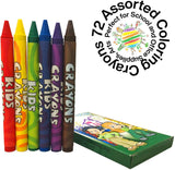 Kicko Crayon Set - 12 Packs with 6 Pc Assorted Coloring Crayons in Each Pack - A Total of 72 Crayons, Perfect for School and Office Supplies, Arts and Crafts, DIY Projects, Painting, Color Collection