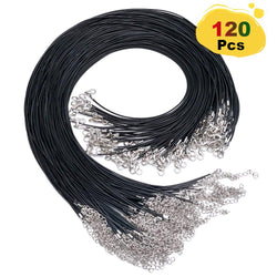 EuTengHao 120Pcs Black Waxed Necklace Cord with Lobster Clasp Bulk for Bracelet Making Necklaces Jewelry Making Supplies Accessories (20 inches Long and 1.5mm Width)