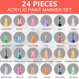 Acrylic Paint Pens 24 Colors 0.7mm Painting Marker DIY Craft Making Supplies Used for Permanent Marking of Rock Ceramic Glass Plastic Wood Fabric Canvas Mug