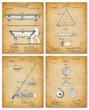 Original Pool Billiards Patent Art Prints - Set of Four Photos (8x10) Unframe - Makes a Great Gift Under $20 for Pool Players, Game Rooms or Man Caves