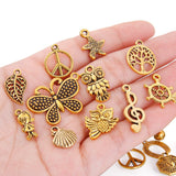 Ownsig 50 Pieces Antique Gold Assorted Charms Pendants DIY for Jewelry Making