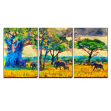 wall26 - African Landscape Oil Painting - Canvas Art Wall Decor-24 x36 x3 Panels