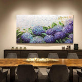 Metuu Oil Paintings,24x48 Inch Pink Purple Flower Wall Art Hydrangea Canvas Paintings Modern Home Decor for Bathroom Girls Bedroom Living Room Decor Large Modern Floral Painting Still Life Colorful， R