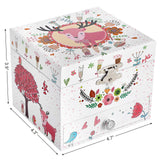 SONGMICS Ballerina Musical Jewelry Box, Wind-Up Music Storage Box with Pullout Drawer, Elk Theme, Gift for Kids, White UJMC014PK