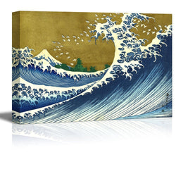 wall26 - A Colored Version of The Big Wave from 100 Views of The Fuji by Katsushika Hokusai - Canvas Print Wall Art Famous Painting Reproduction - 24" x 36"