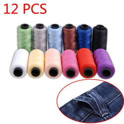 Candora Jeans Thread Set,Polyester Sewing Thread Coil 12 Color 180 Yards/165m Very Thick for Denim Leather Quilt Blanket Cushion Curtain Handwork