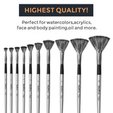 Nicpro Fan Paint Brushes 10 PCS Artist Painting Brush Set for Acrylic Watercolor Oil Painting