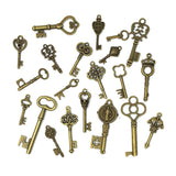 125 PCS Vintage Skeleton Key Set Charms, JIALEEY Mixed Antique Style Bronze Brass Key Set Charms for Pendant DIY Jewelry Making Wedding Party Favors