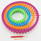 LAYOER Round Knitting Loom Set with Hook Needle Kit Yarn Cord Knitter 4 Hat Looms（Round）