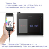 2019 HUION HS64 Drawing Tablet Android Support Digital Graphics Pen Tablet with Battery-Free Stylus 8192 Pressure Sensitivity 4 Express Keys-6.3x4inch