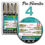 Pigma Micron Pen Favorites Kit #4 - Set of 4 (003/01/05/08), Black