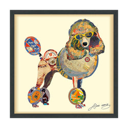 Empire Art Direct Poodle Dimensional Collage Handmade by Alex Zeng Framed Graphic Dog Wall Art, 25" x 25" x 1.4", Ready to Hang