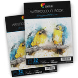 64 Pages Watercolor Paper Pad, 9" x 12", for Watercolor Paint and Watercolor Pencils - 2 x 32 White Sheets 140lb/300 g - Pack of 2 Water Color Drawing Pad and Paint Paper Sketchbook for Art