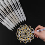 White, Gold and Silver Gel Pen Set for Artist - 3 Colors (9 Pack) Gel Ink Pens for Black Paper Drawing, Sketching, Manga, Illustration