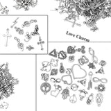 JIALEEY 300 PCS Wholesale Bulk Lots Jewelry Making Charms Mixed Smooth Tibetan Silver Alloy Charms Pendants DIY for Necklace Bracelet Jewelry Making and Crafting