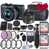 Canon EOS M100 24.2MP Mirrorless Digital Camera (Black) + EF-M 15-45mm f/3.5-6.3 is STM Lens (Graphite) + 48GB Memory + Filters & Macros + Spider Tripod + Slave Flash + Professional Accessory Kit